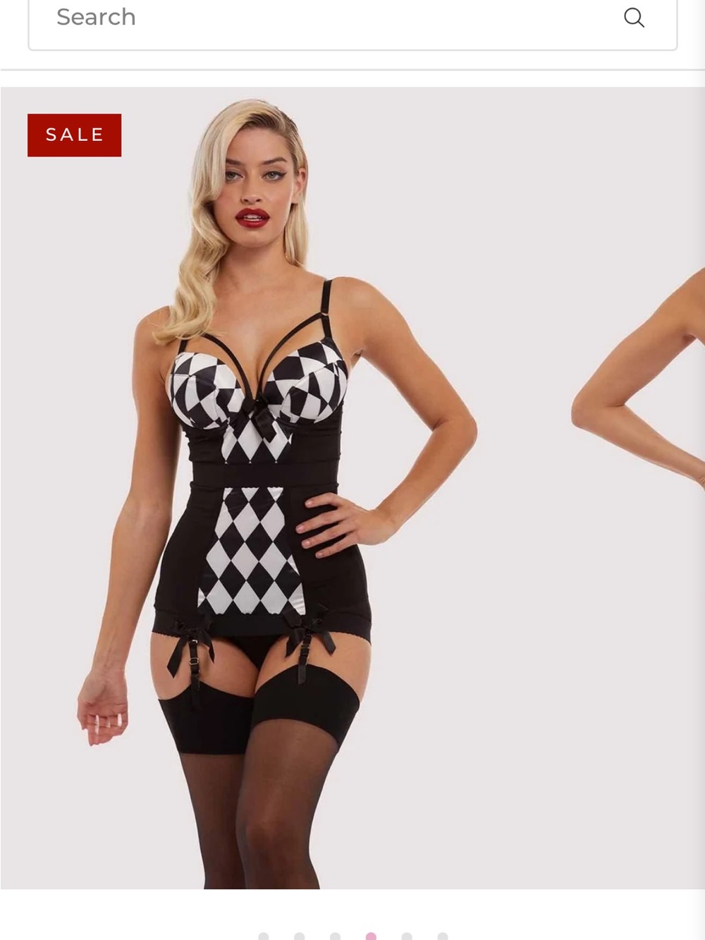 NEW Bettie Page Cassandra Harlequin Basque 36D